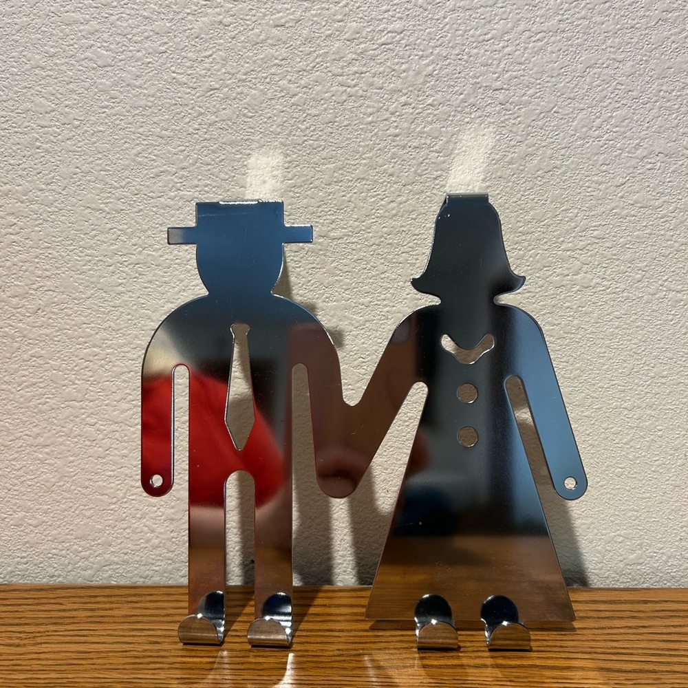 Silver Stainless Steel Couple Over the Door Hanger